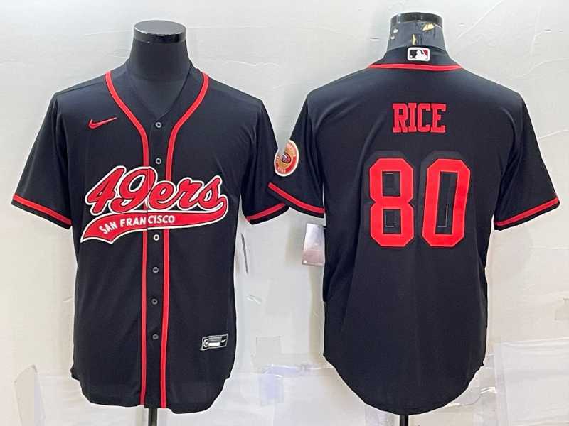Men%27s San Francisco 49ers #80 Jerry Rice Black Color Rush With Patch Cool Base Stitched Baseball Jersey->san francisco 49ers->NFL Jersey